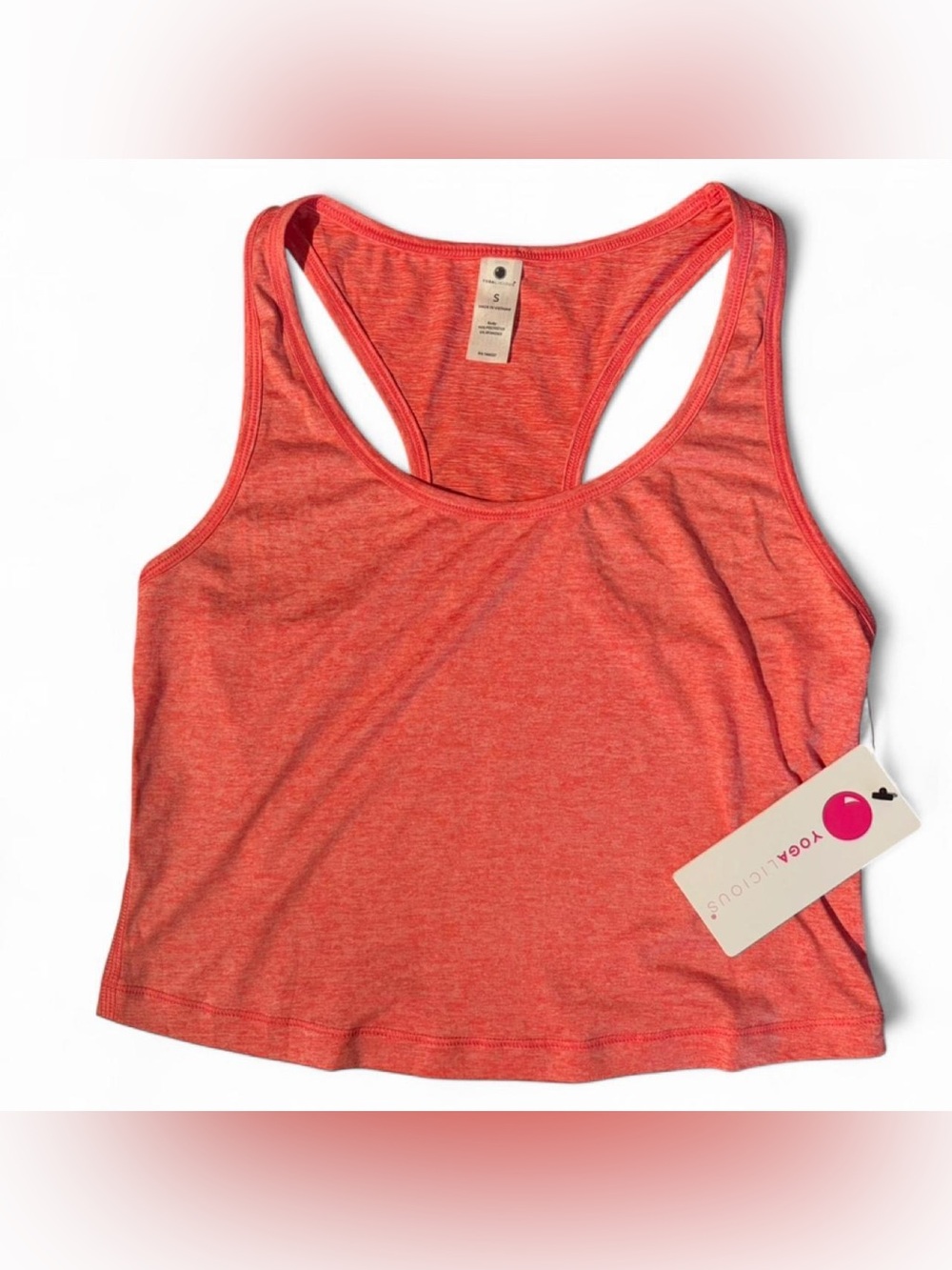 NWT Yogalicious Racerback Cropped Tank Heathered Hibiscus S Tank Heathered